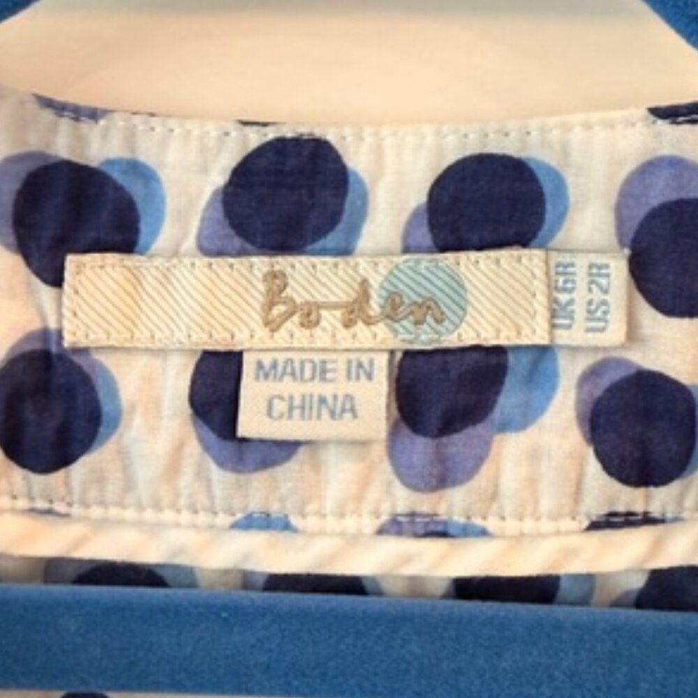 Womens Boden Blue and White Polka Dot Beach Coverup, 2R - Picture 5 of 5